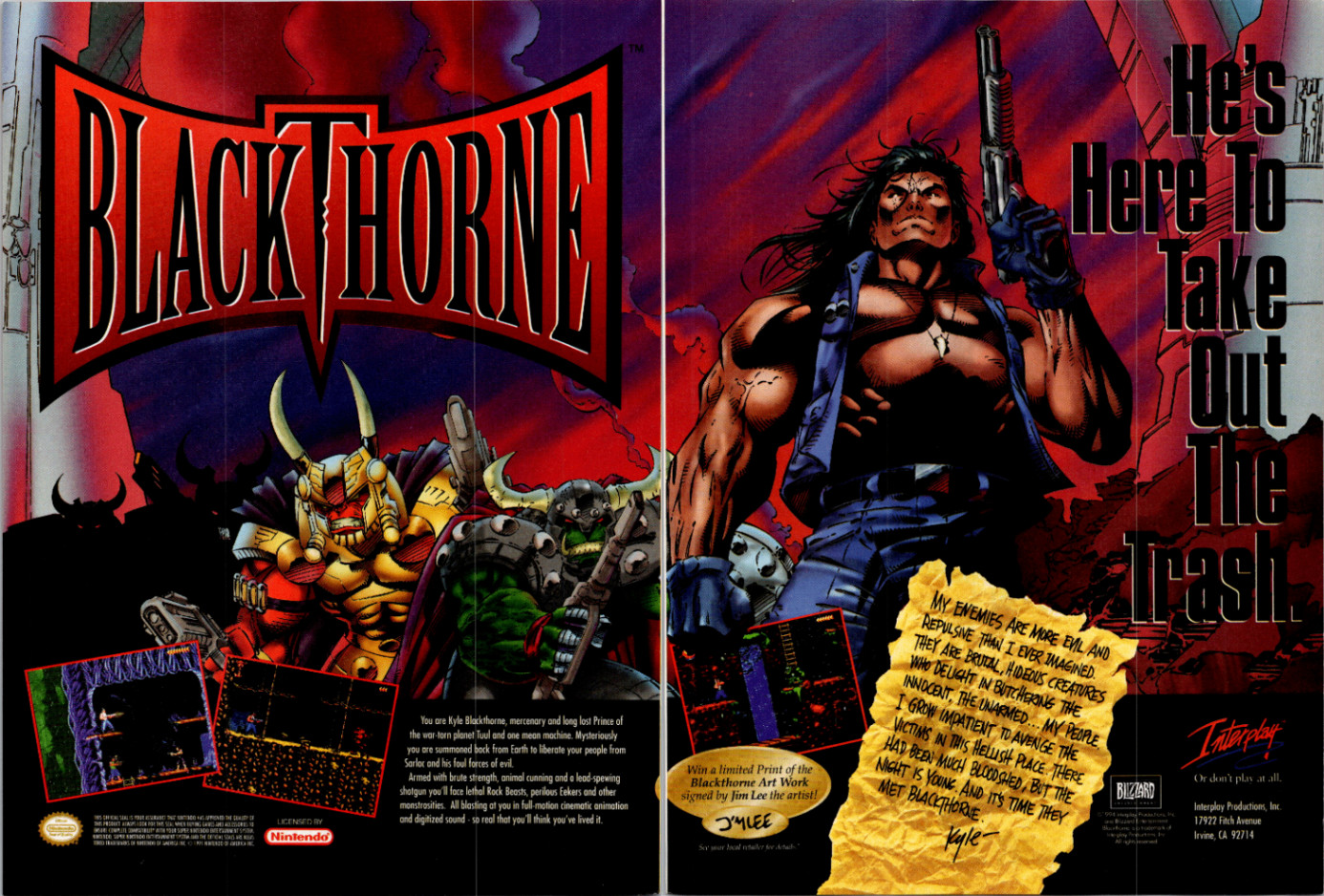 Blackthorne Vintage Nintendo Interplay Blizzard 1994 Two-Page Magazine Ad