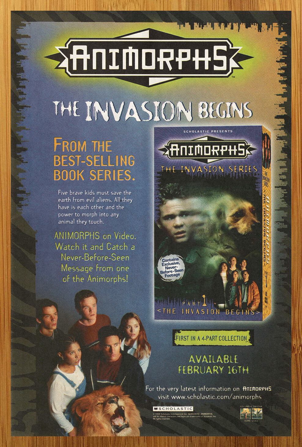 1998 Animorphs VHS Video Promo Vintage Print Ad/Poster Retro 90s Kids TV 