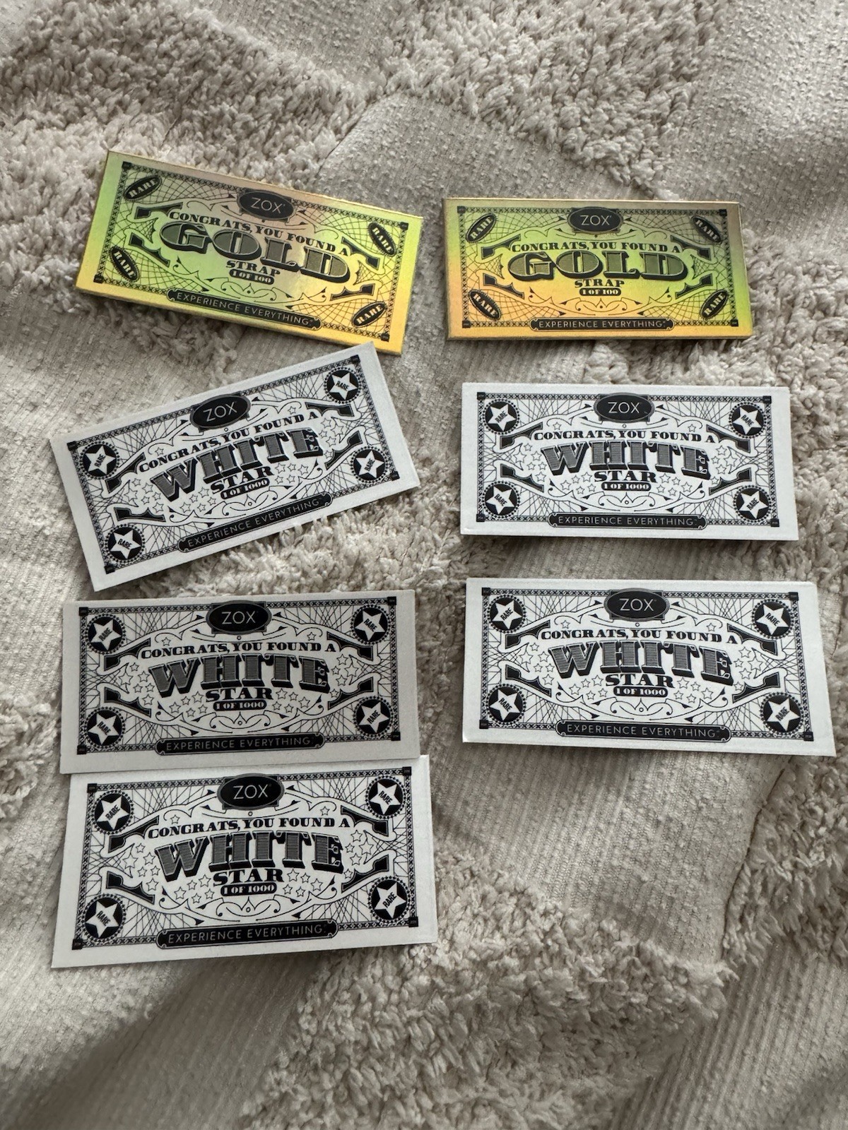 6 x Zox White Star Cards & 2 x Zox Gold Cards