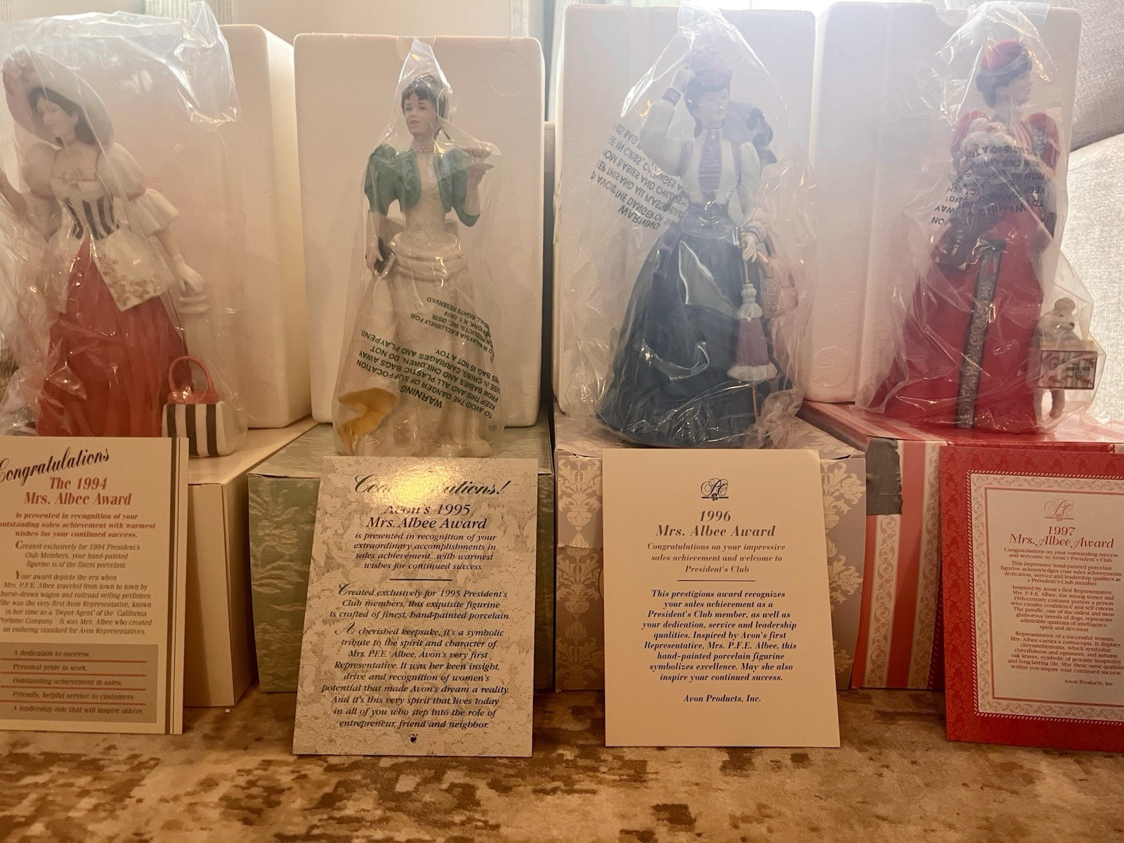 Avon Mrs. Albee Award Figurines 1998-2014 Mint In Box