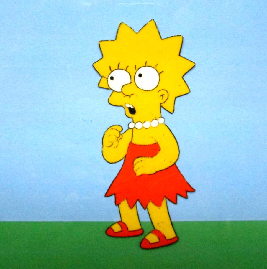 1990's SIMPSONS LISA FOX ORIGINAL PRODUCTION CEL Walt DIsney Bart Homer dress