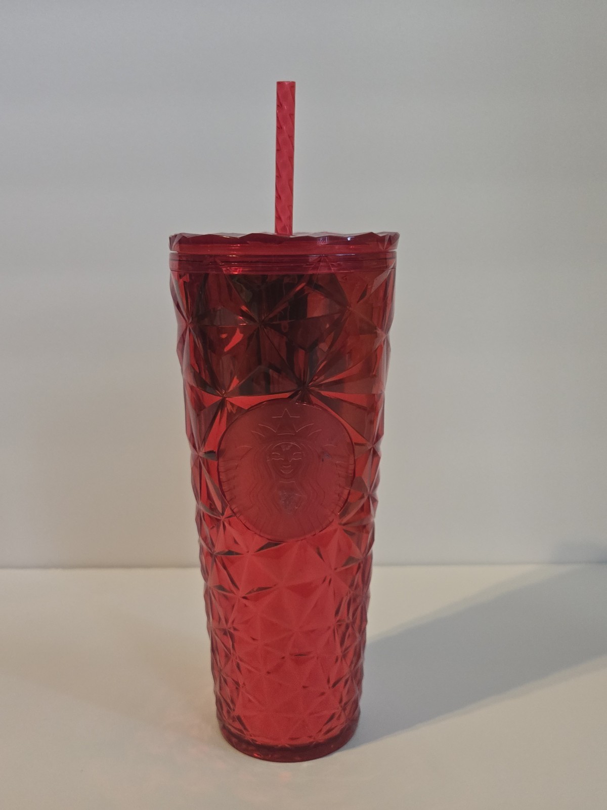 Starbucks Red Textured Cold Cup Tumbler with Straw Coffee & Tea Theme