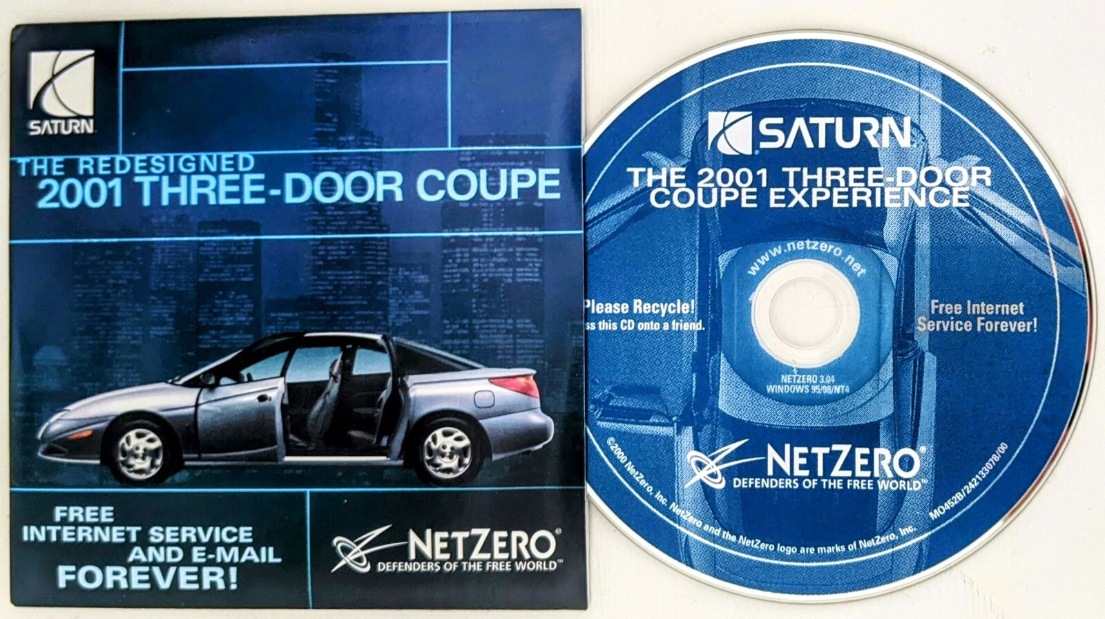SATURN NetZero Collectible/ Install Disc, Vintage ISP Sign-Up CD, 