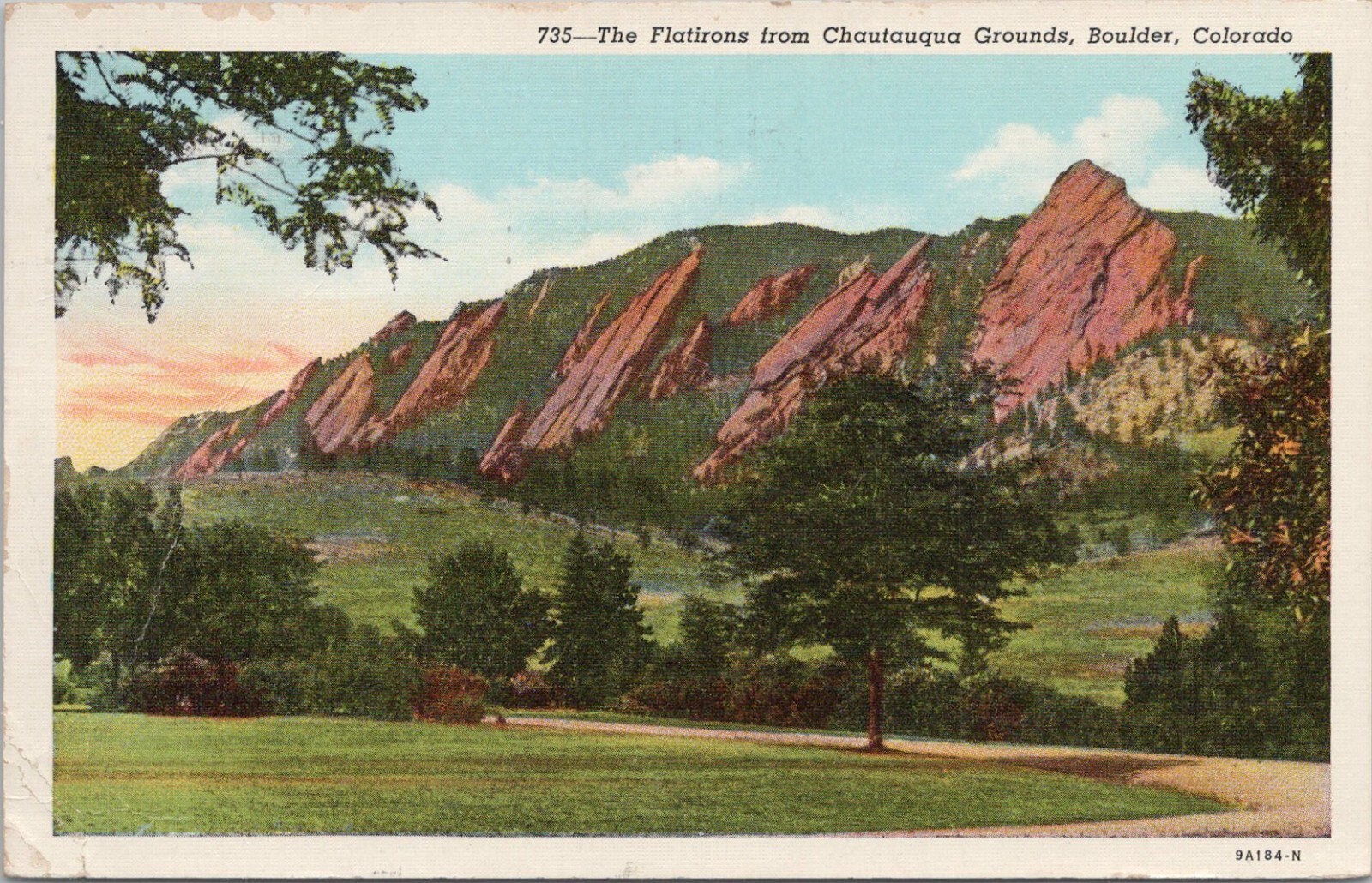 Lithograph ** Boulder Colorado Flatirons from Chautauqua Grounds 1951