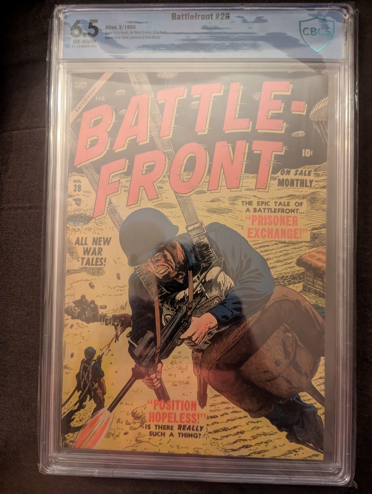 BATTLE FRONT 28 CBCS 6.5 OFF-WHITE  ALTAS (MARVEL) FEB. 1955 LAST PRECODE ISSUE