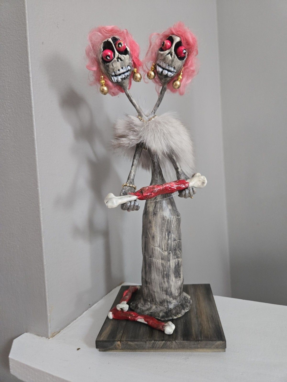 OOAK Creepy Oddity Art Doll 2 Headed Deb Spooky Skeleton Ghost Ghoul