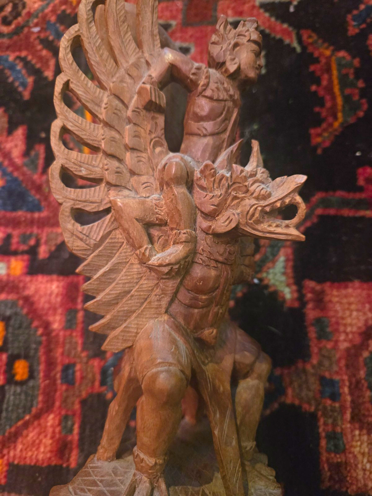 Indonesian Hand Carved Wooden Mythical dragon demon Sculpture Vintage
