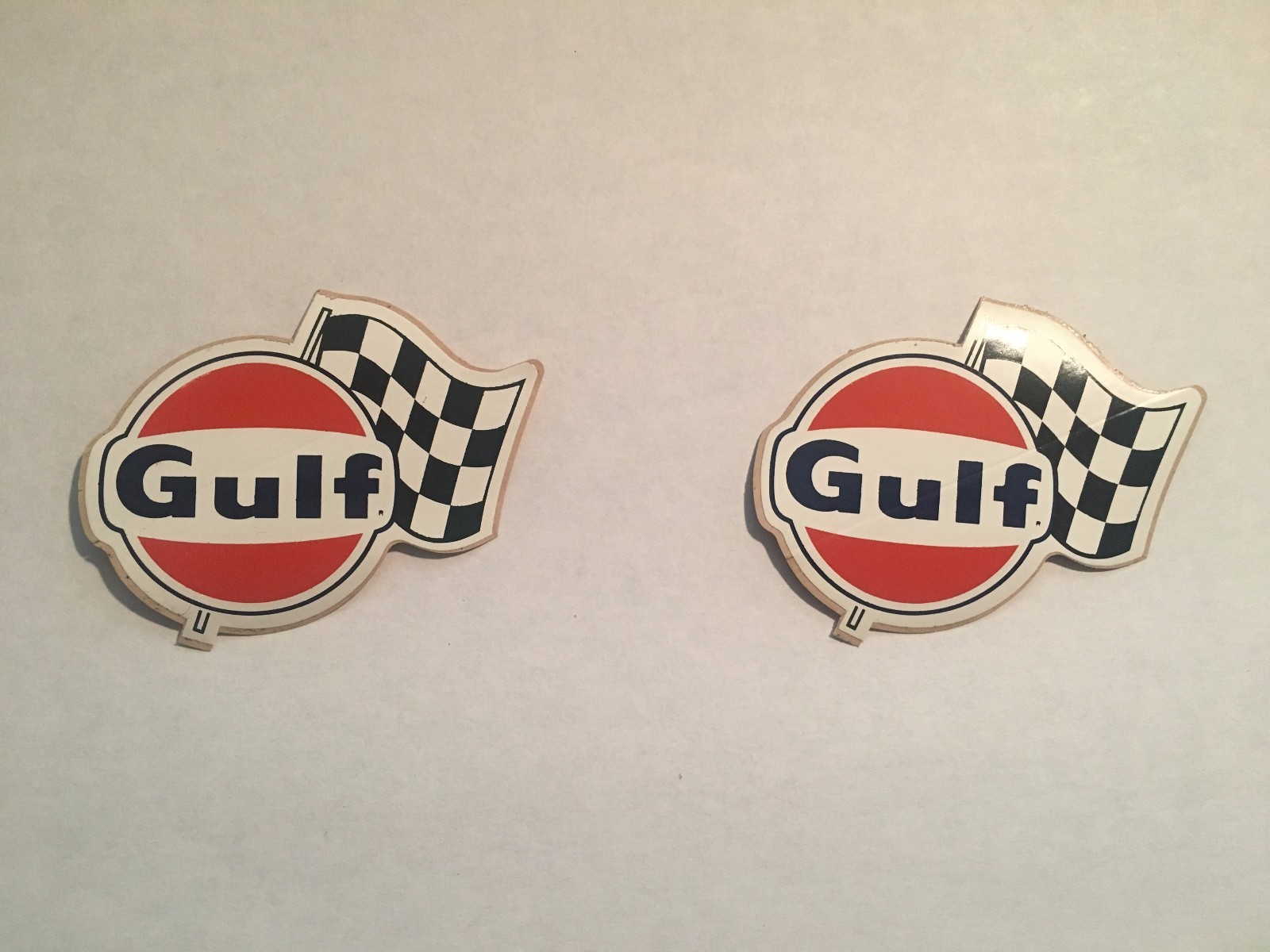 2 1966 GULF OIL VINTAGE ORIGINAL RALLY FLAG RACING STICKERS DECALS NHRA NASCAR 