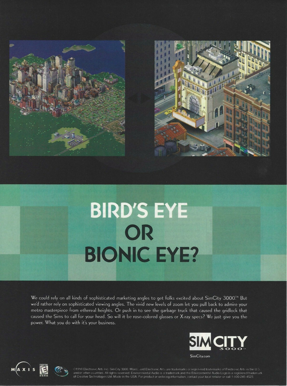 SimCity 3000 Print Ad/Poster Art PC Big Box (B)