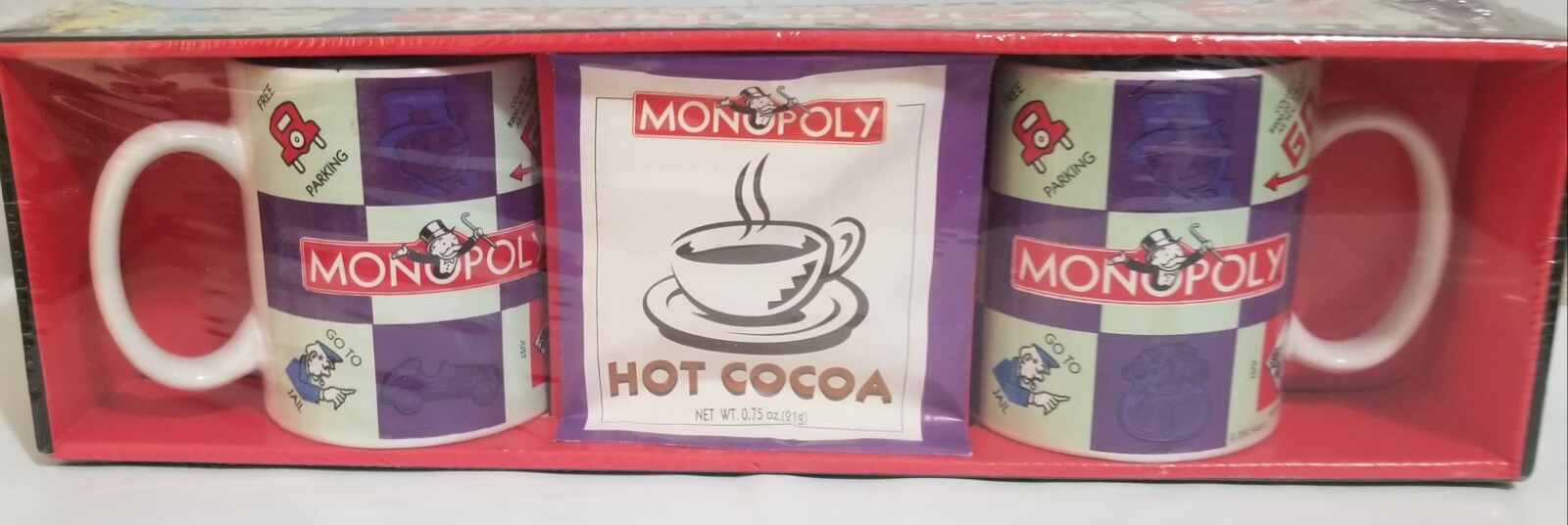 Hasbro Monopoly Game Board Design 2 Mugs & Cocoa Set New Sealed
