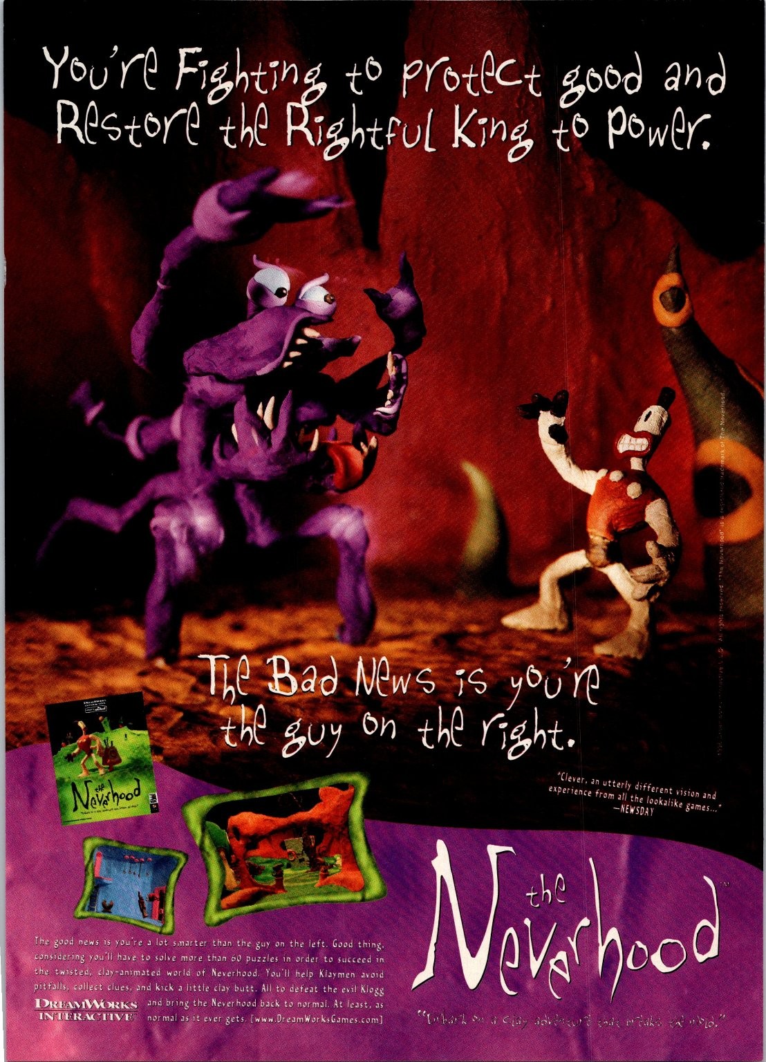 DreamWorks The Neverhood Vintage Print Ad Claymation Game 1996