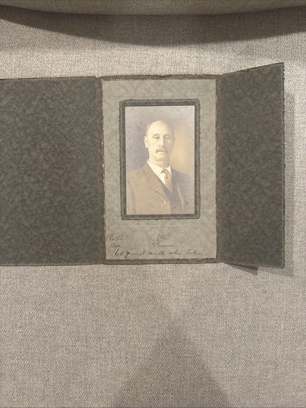 Antique Triple Fold Portrait of Mustached Man, Circa 1890s–Early 1900s