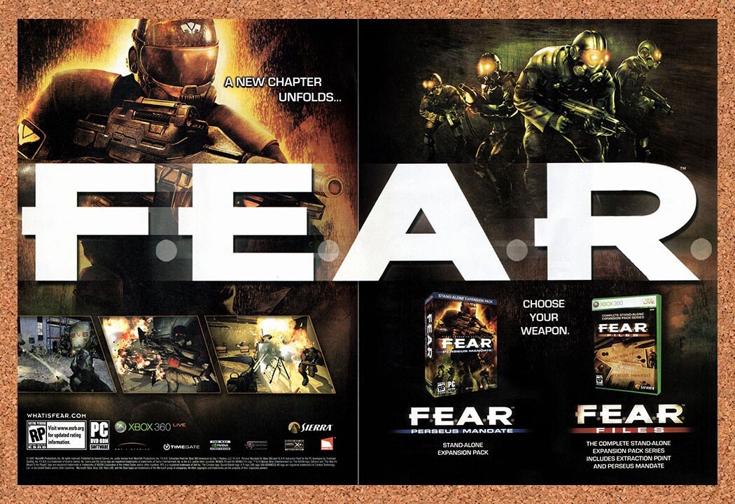 2007 FEAR Xbox 360 Original Advertisement / Retro Promo v3