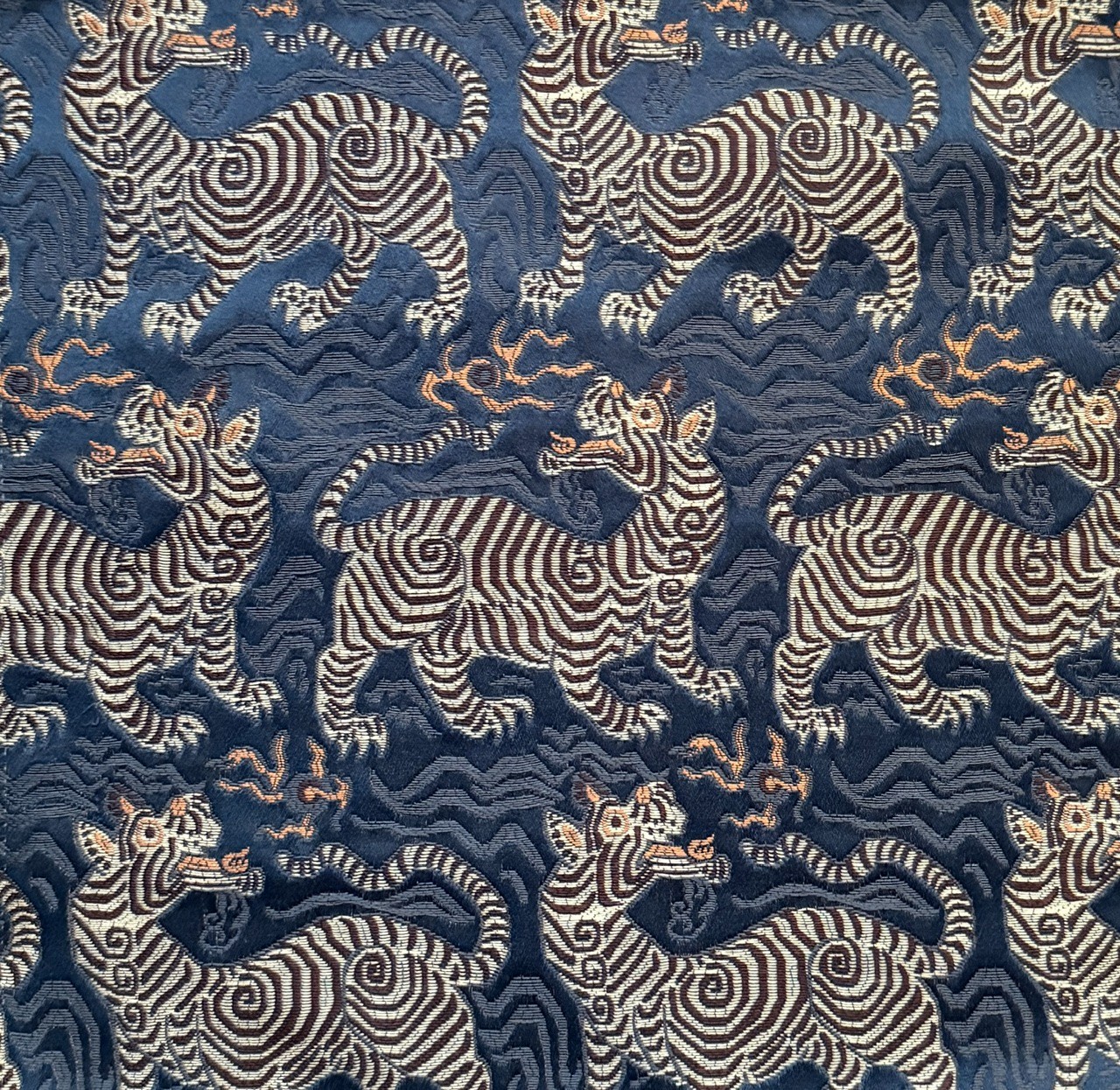 CLARENCE HOUSE Petite Tibet dragon deep blue cotton viscose polyester Italy New