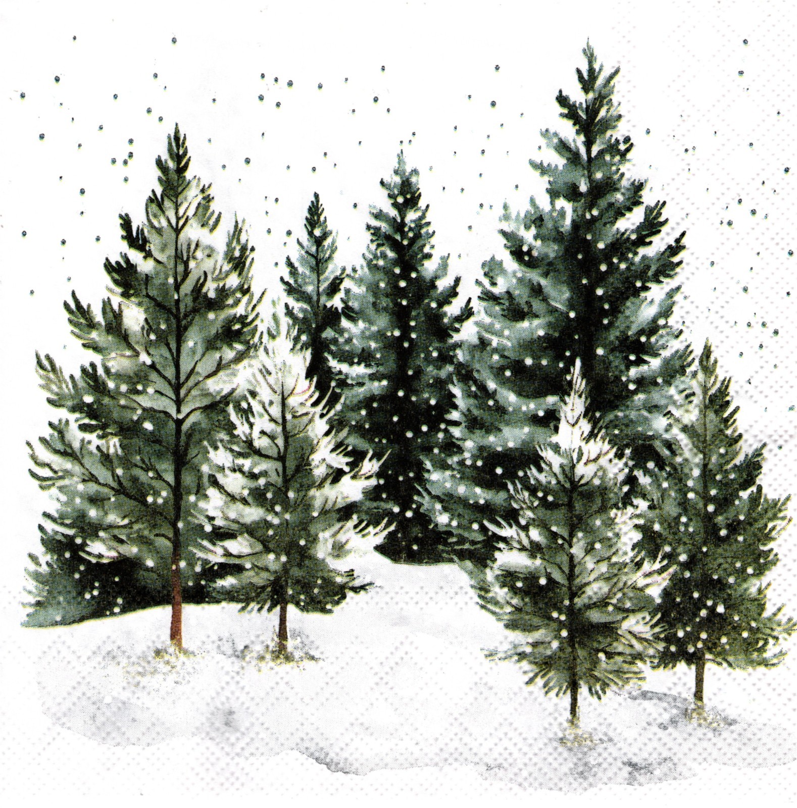 (2) Two Paper Lunch Napkins for Decoupage/Mixed Media - Whispering Pines trees