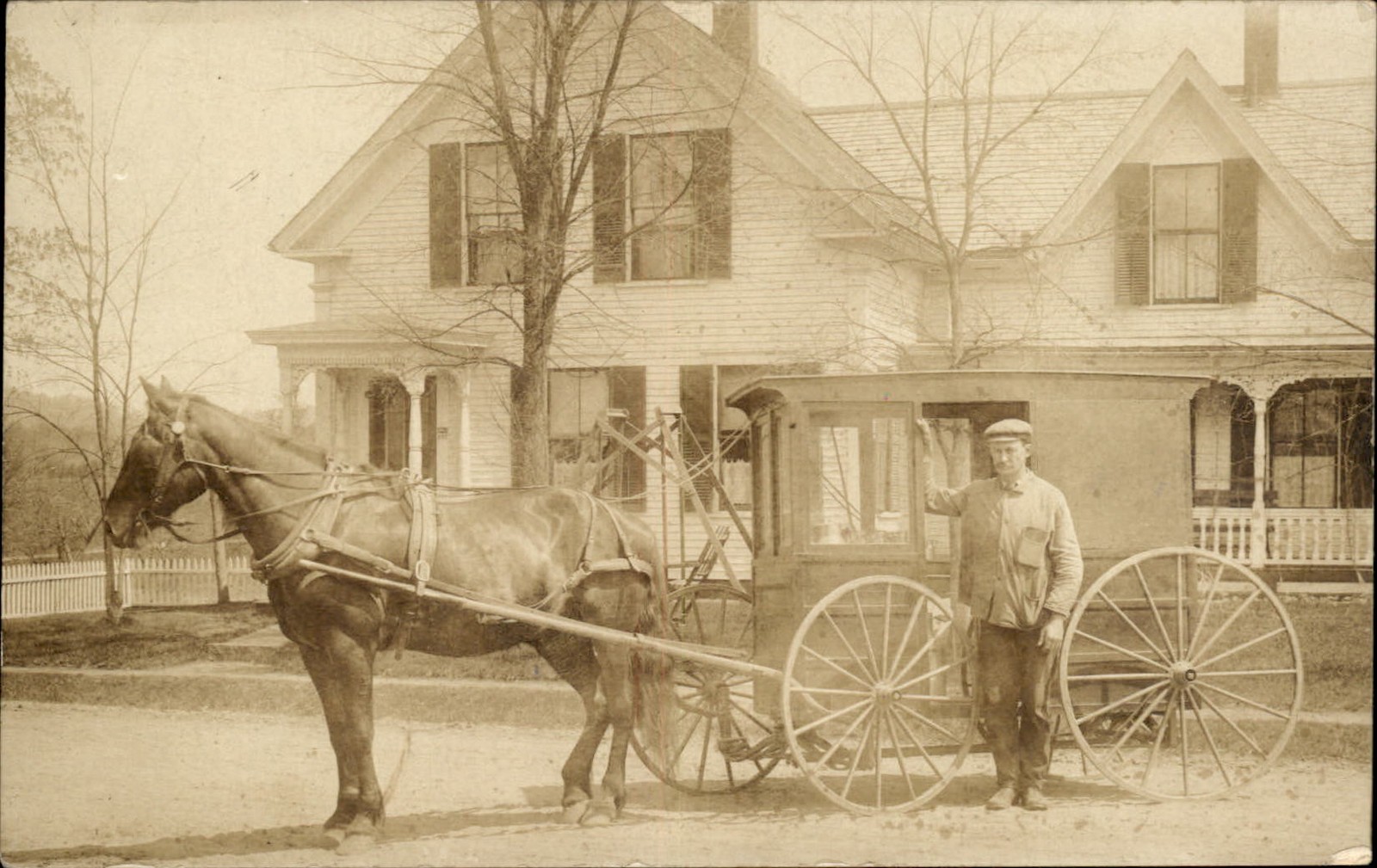 Claremont NH Postmark Horse and Buggy c1900s-10s Real Photo Postcard bhn