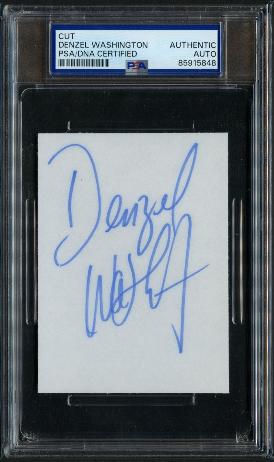 Denzel Washington signed autograph 3x4 Actor Producer Cut RC PSA Slabbed