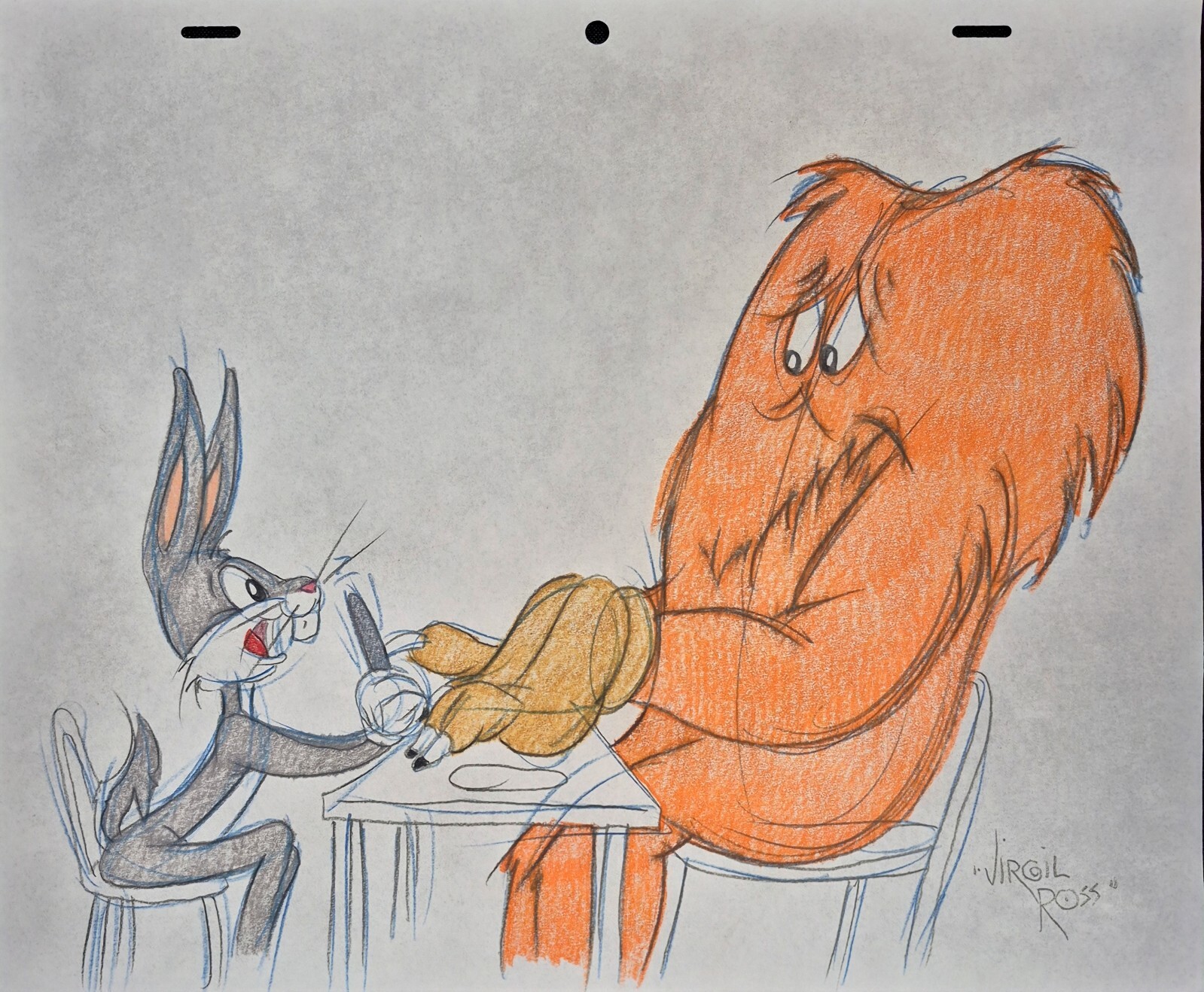 Hair-Raising Hare Original Art Virgil Ross Bugs Bunny Gossamer Merrie Melodies