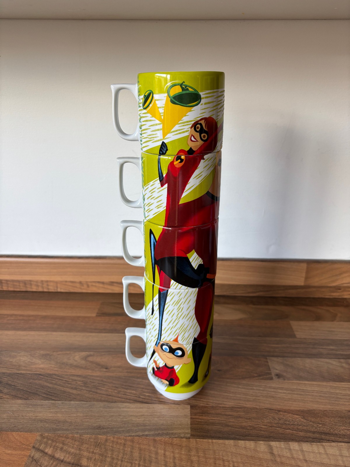 Disney The Incredibles Stacking Mugs Exclusive to Disneyland Paris Vintage Pixar