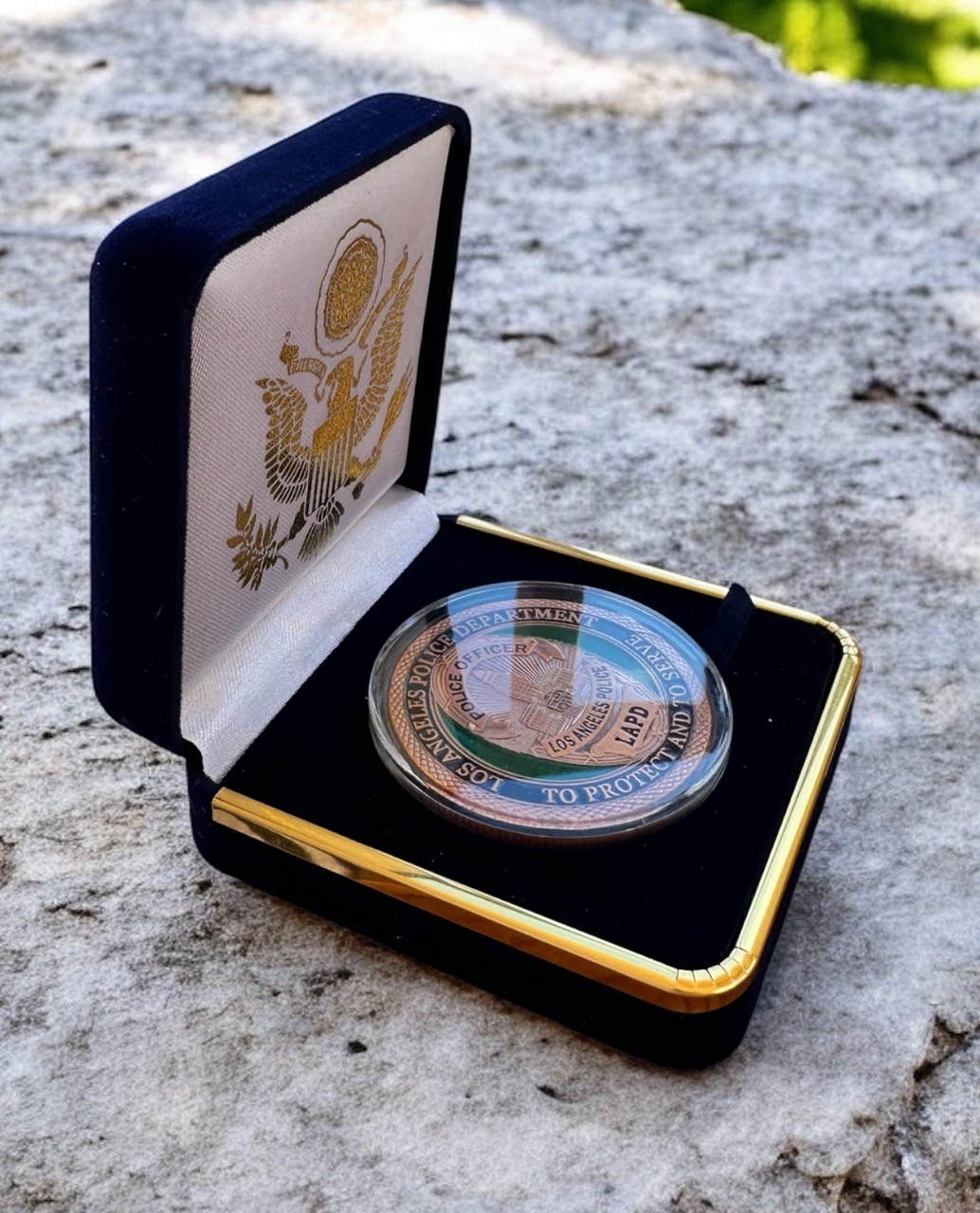 LAPD Los Angeles Police Agent Challenge Coin - Bronze in Blue Velvet Case ·NEW·