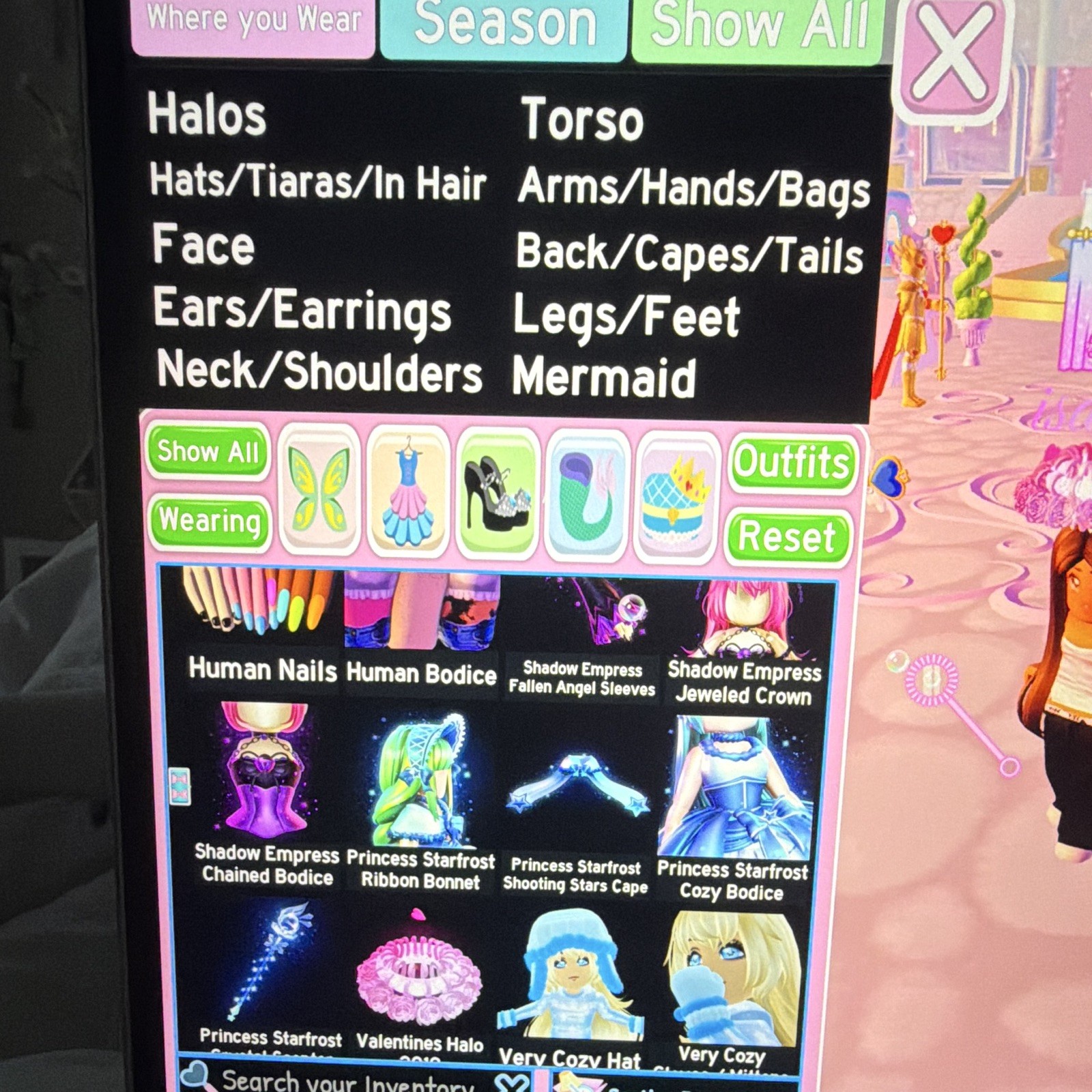Royale High Inventory Virtual Items Lot - Halos, Hats, Face, Ears NEED GONE