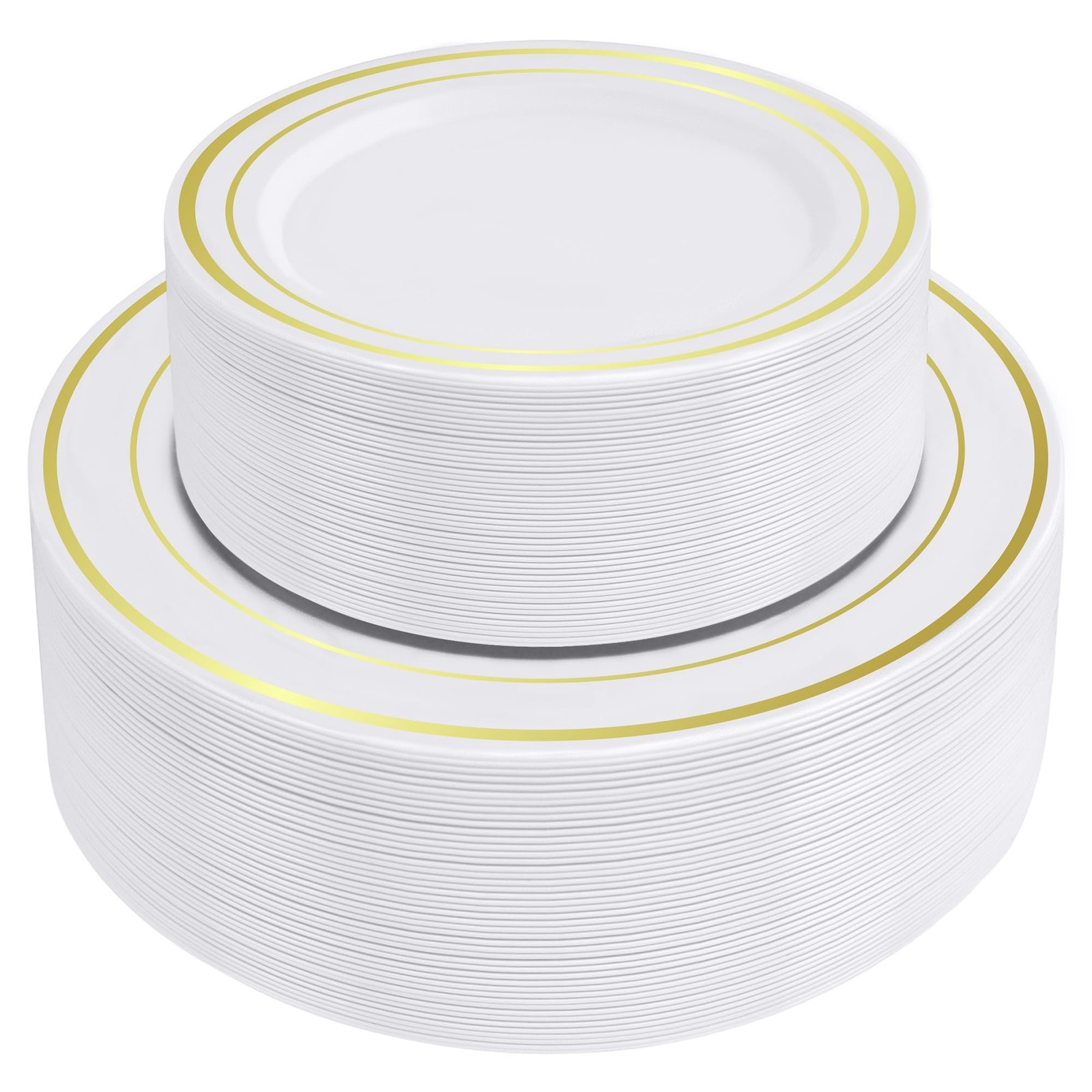SETUP 100-Piece Gold Trim Plastic Dinnerware Set – 50 10.25\