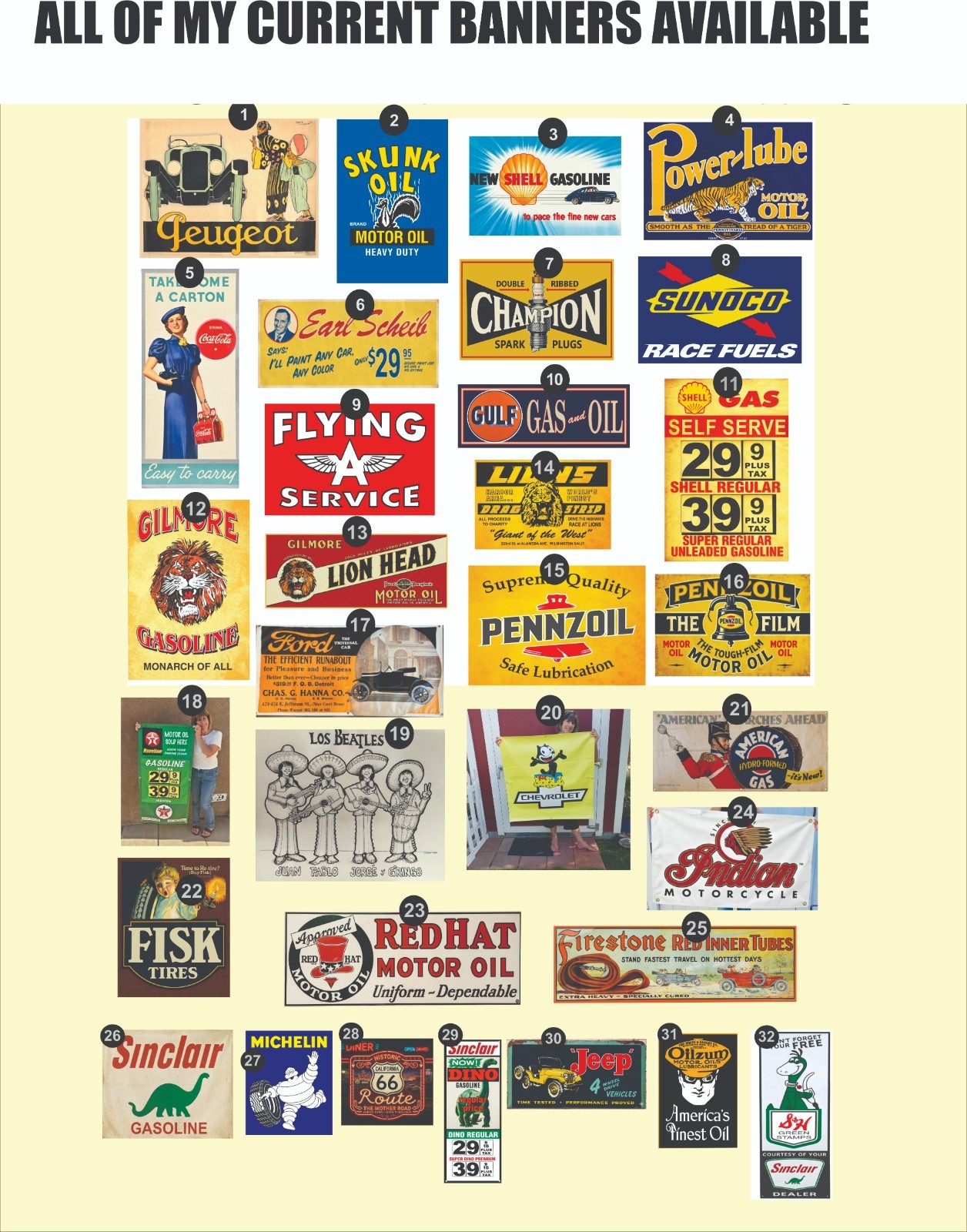 Choose any 3 Banners from My Collection. Total  $99 w/ = $33 each