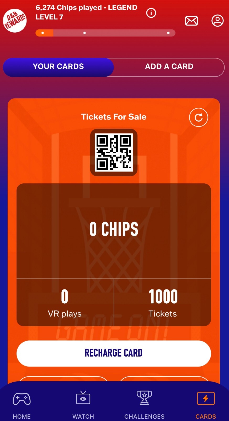 Dave and Buster's Power Card With 1000 tickets (Please Read Description)