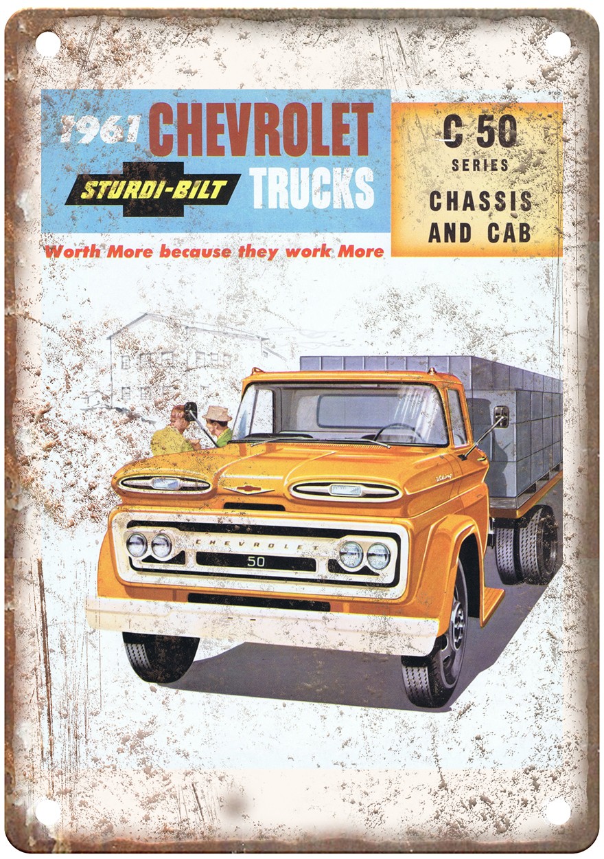 1961 Chevrolet C50 Series Vintage Automobile Ad Retro Look Metal Sign AM7424
