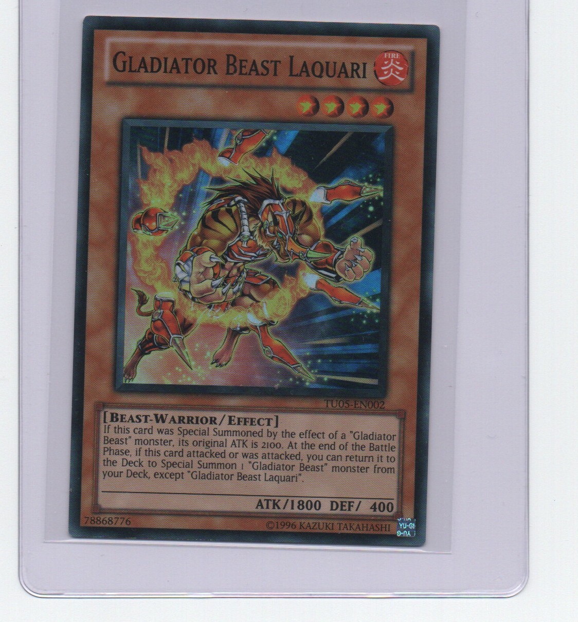 YUGIOH TU05-EN002 GLADIATOR BEAST LAQUARI Super Rare Holo Low Pop prize pack NM