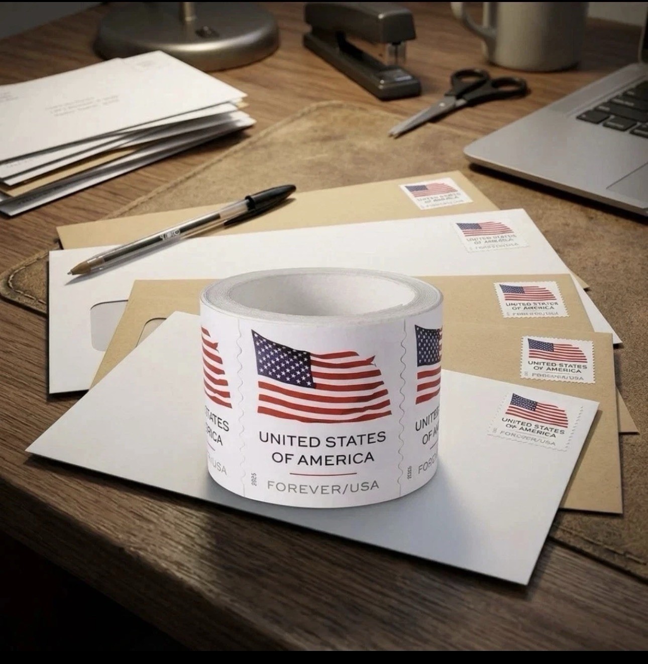 100 Count Roll of 2024 USPS For-ever Flag Stamps (Mint, Never Hinged)