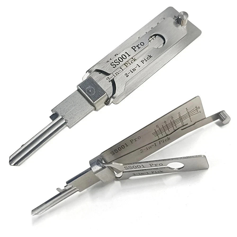 2-in-1 Stainless Steel Key Decoder SS001 PRO Lock Decoder Repair Tools-Free Ship