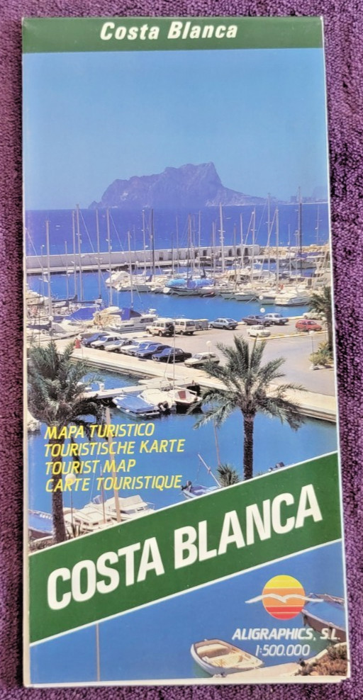 Costa Blanca Spain Tourist Map & Brochure ~ 1989 Multilingual Photos Landmarks