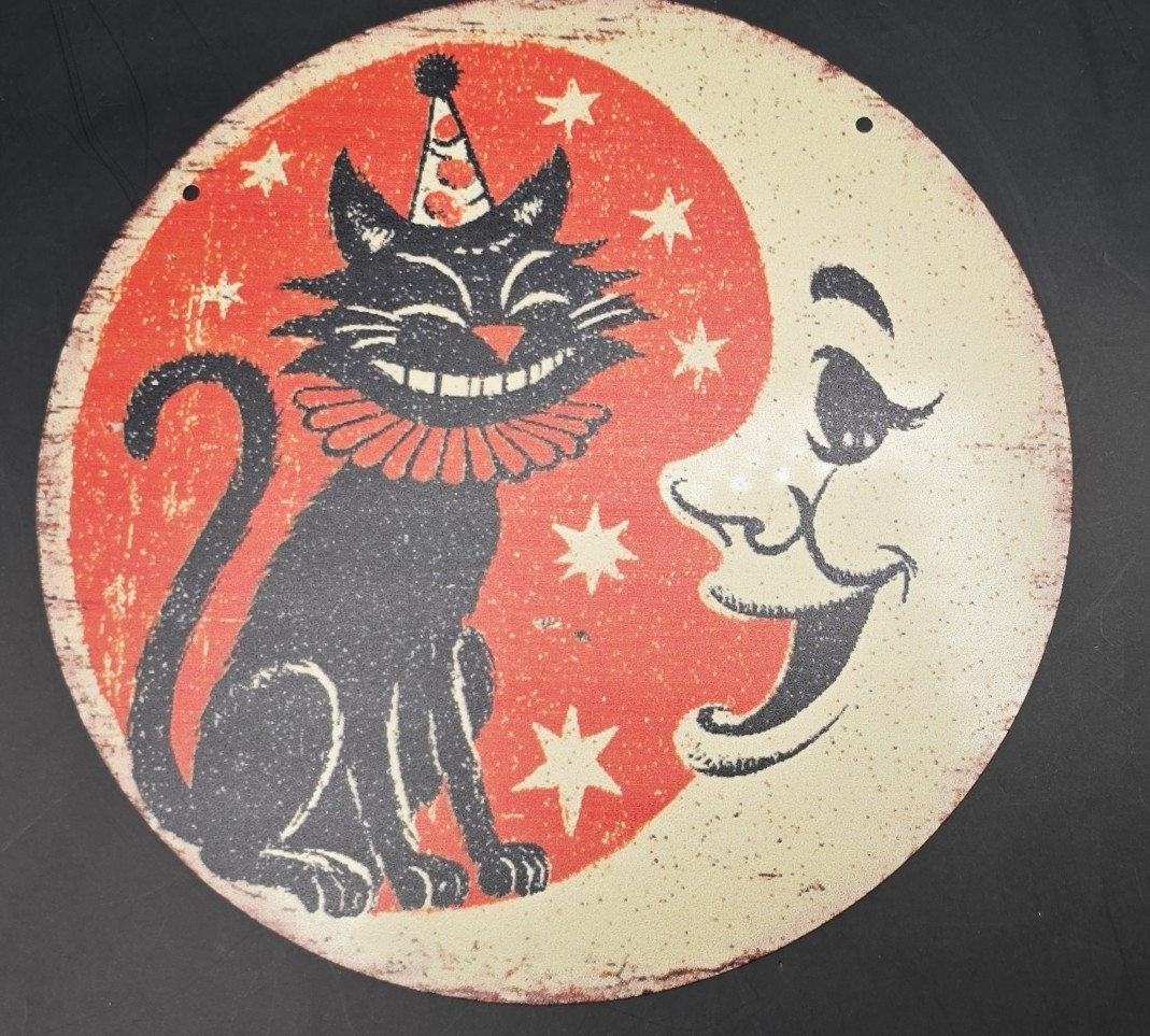 Black Cat Moon Halloween Metal Sign 8