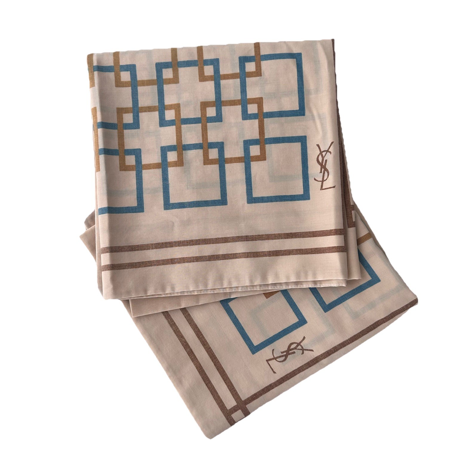 Vintage Yves St Laurent YSL Pillowcase Set Of 2 Geometric King Size MCM 20x40”
