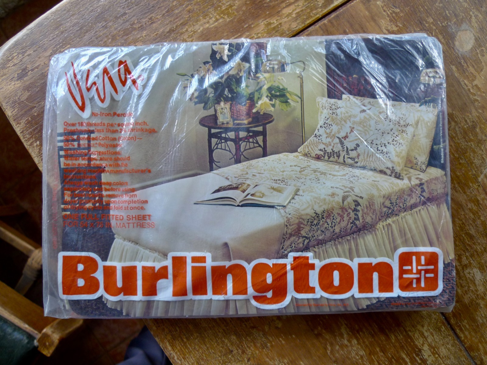NOS Vintage Burlington Vera No-Iron Percale Full Size Fitted Sheet