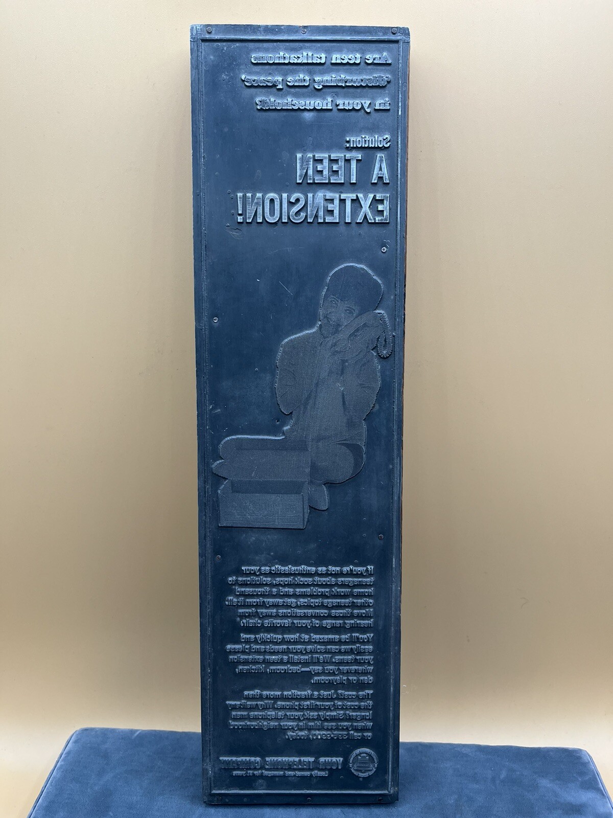 Printer Block Large Cincinnati Bell Telephone Advertising “Teen Extension Line”