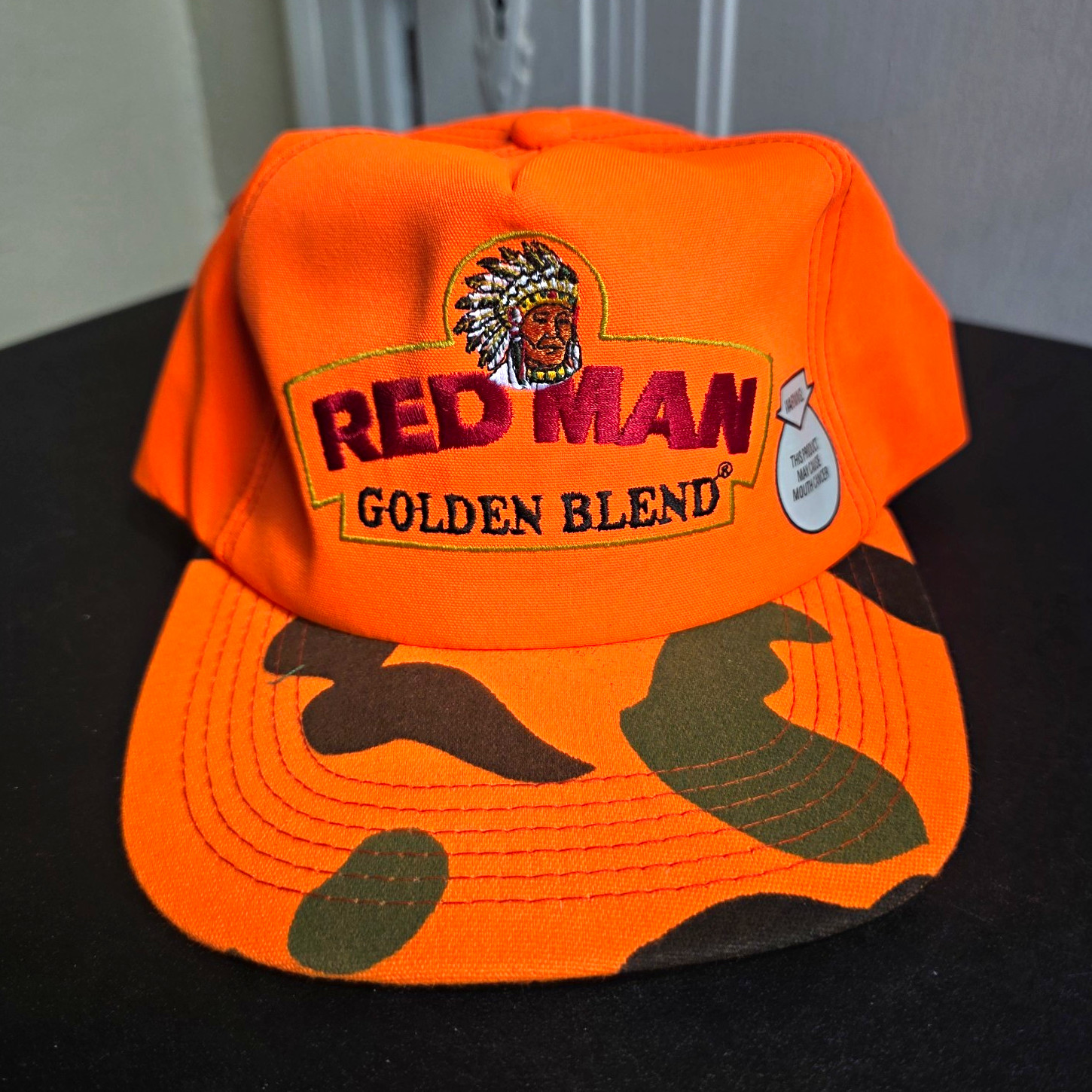 Vintage Red Man Golden Blend Tobacco Snapback Hat Blaze Orange Camo K-Products