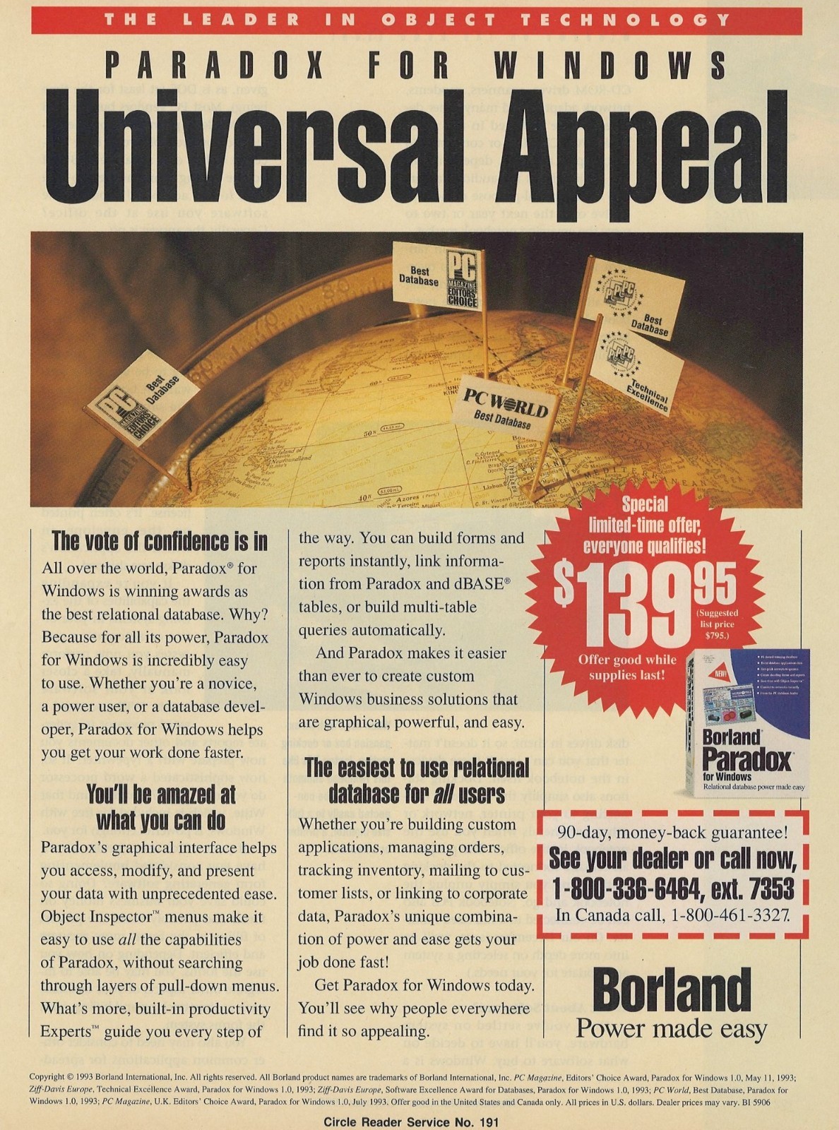 Universal Appeal Vintage Print Ad 1993 Borland Database Software USA u