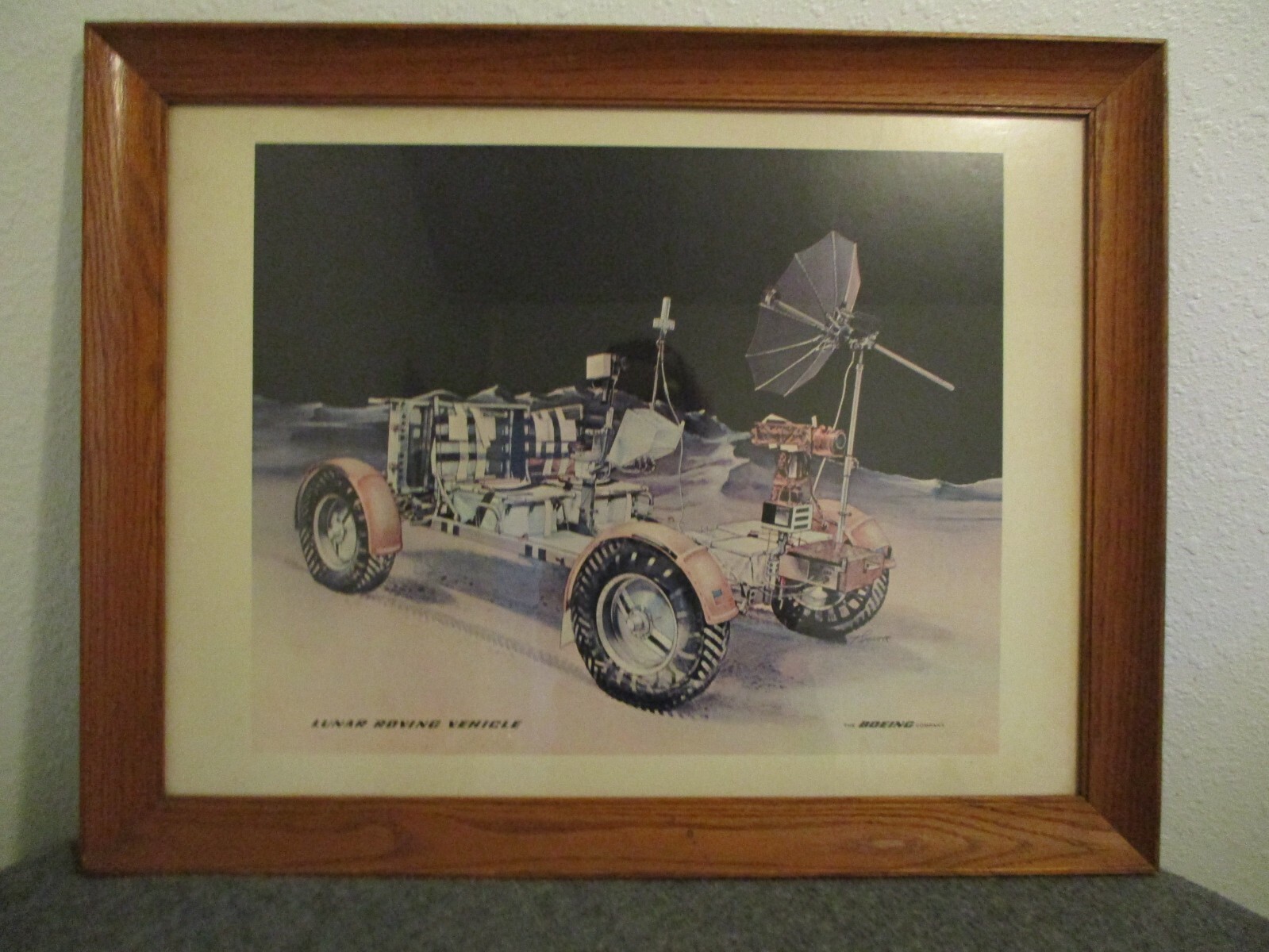 1971 NASA APOLLO 15 LUNAR ROVING VEHICLE FRAMED BOEING/MSFC PRINT (T SPENCER)