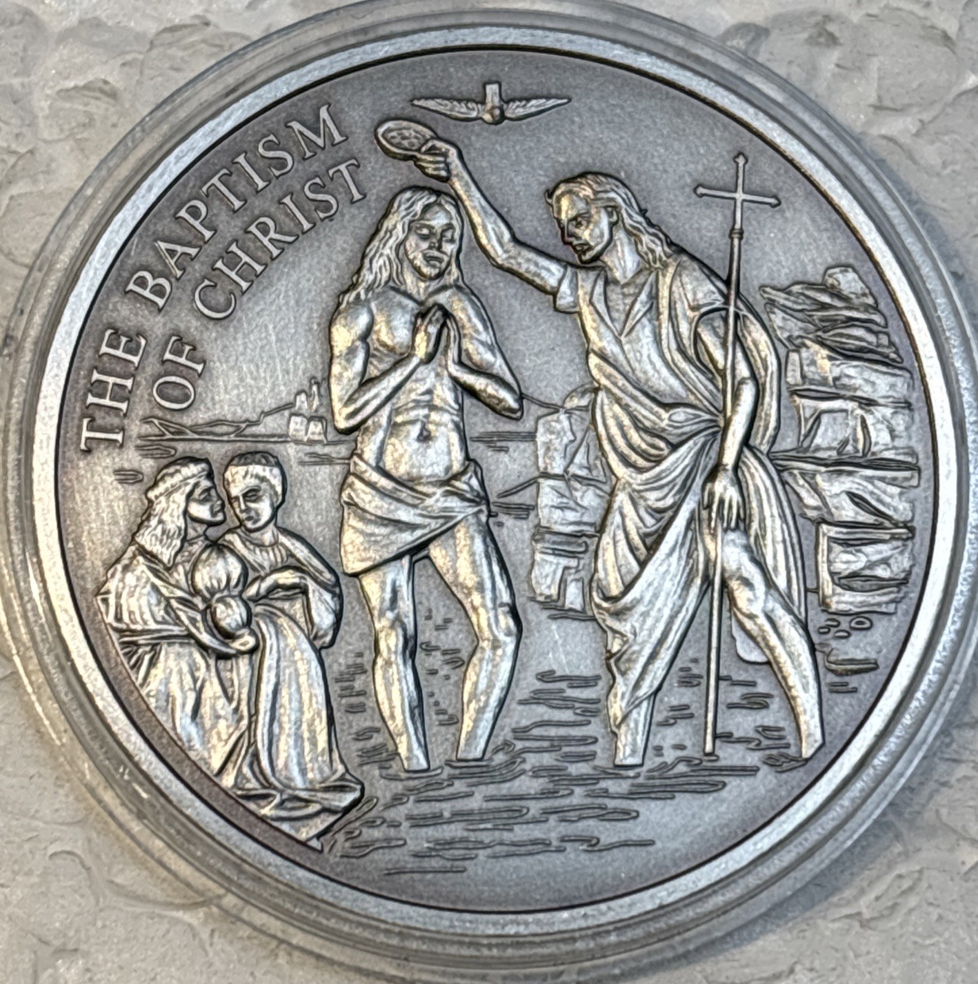Baptism Of Christ Silver Plated Copper Medal 2005 G, Only 5,555 Minted, N #37069