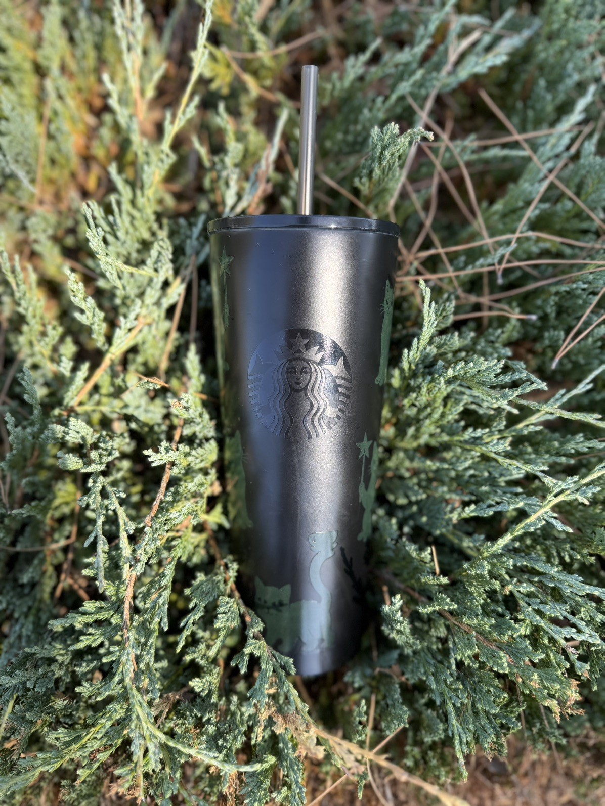 Starbucks 2026 Black Cat Stainless Steel Cold Cup 23oz GLOWS IN THE DARK