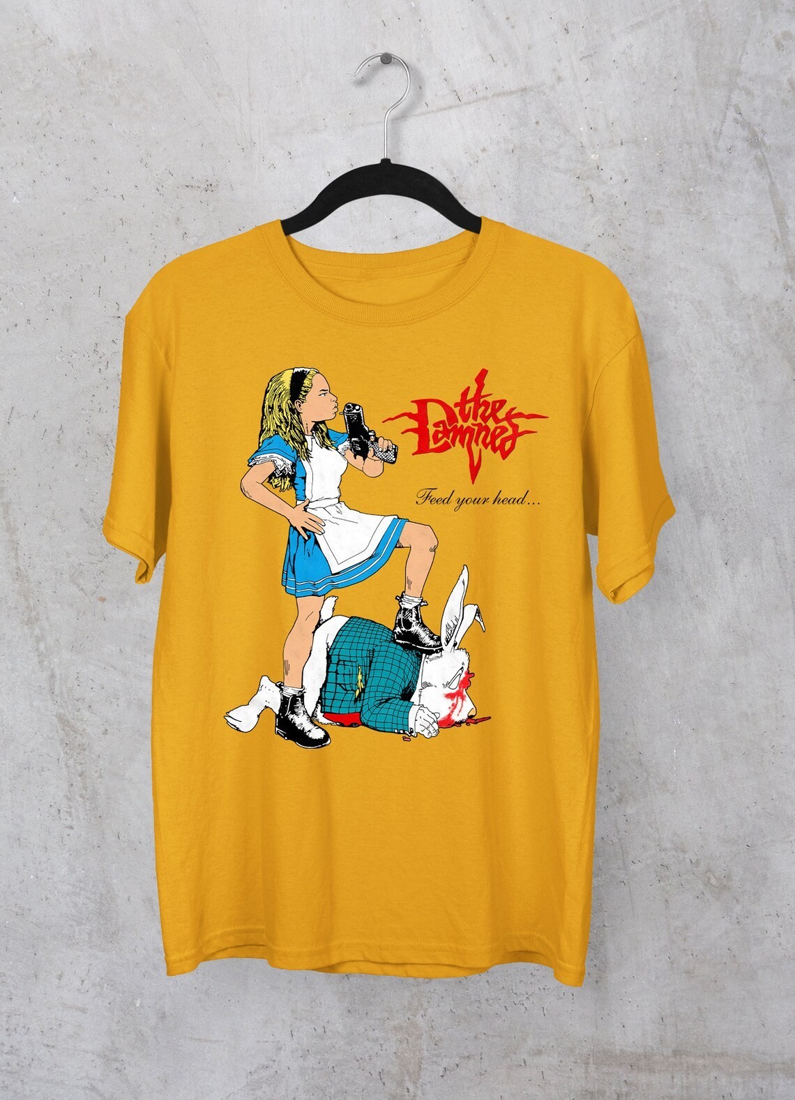 Vtg 1994 The Damned Tour Cotton Yellow T Shirt For Men S-5XL NP338