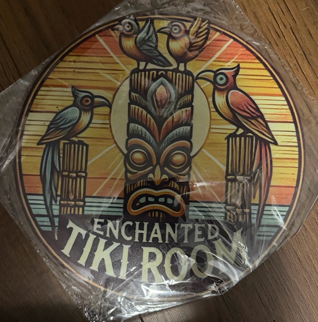 Retro Disney Enchanted Tiki Room Circular Tin Sign. ~8x8 1