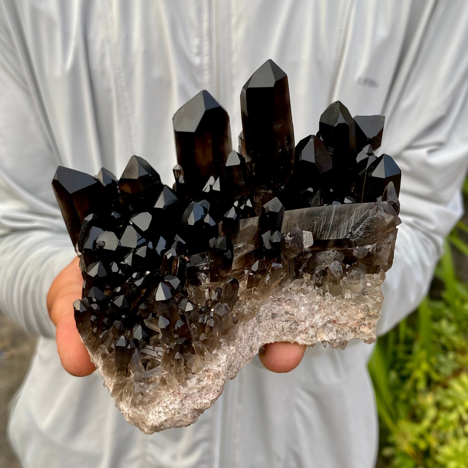 1.5LB Natural smoky black quartz cluster crystal mineral specimen healing
