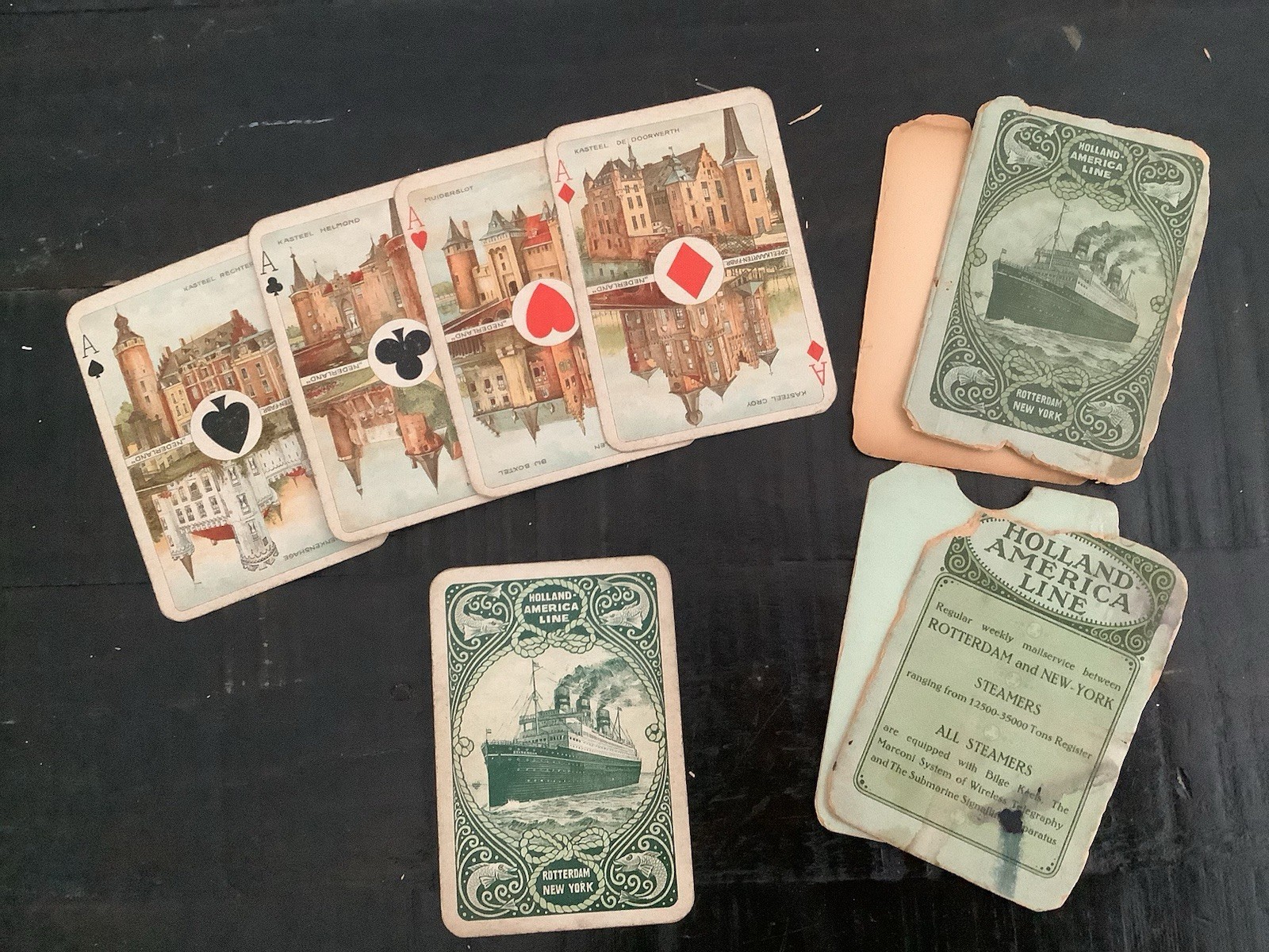 Vintage 1926 Holland America Line Playing Cards Deck Slide Case Fortuna Dutch