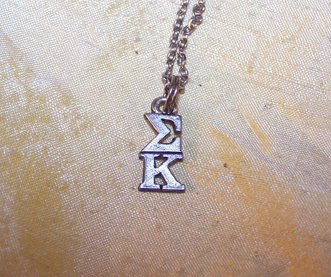 NICE Sigma Kappa sorority sterling (?) Greek letter drop / lavaliere necklace
