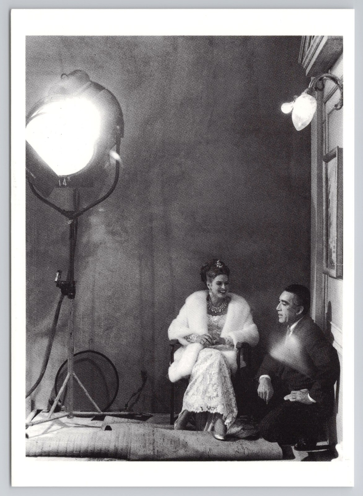 Ingrid Bergman & Anthony Quinn on the set of The Visit-Publicity Photo Postcard