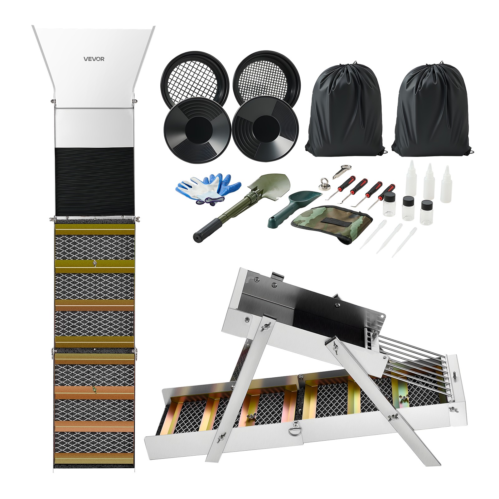 VEVOR Highbanker Gold Panning Kit Folding High Banker Gold Sluice Box 50\