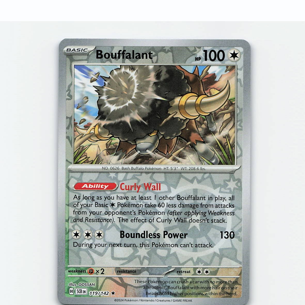 Bouffalant 119/142 Rare Stellar Crown Pokemon Reverse Holo Near Mint